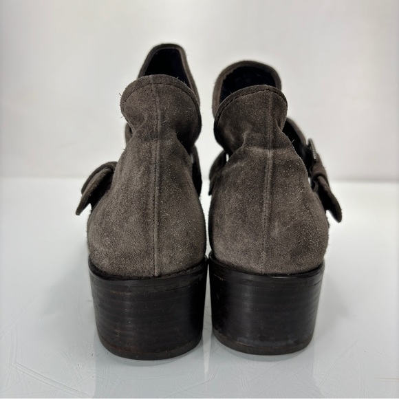 Stuart Weitzman Gray Tan Suede Buckle Strap Accent Desert Booties Size 8 - Picture 7 of 11